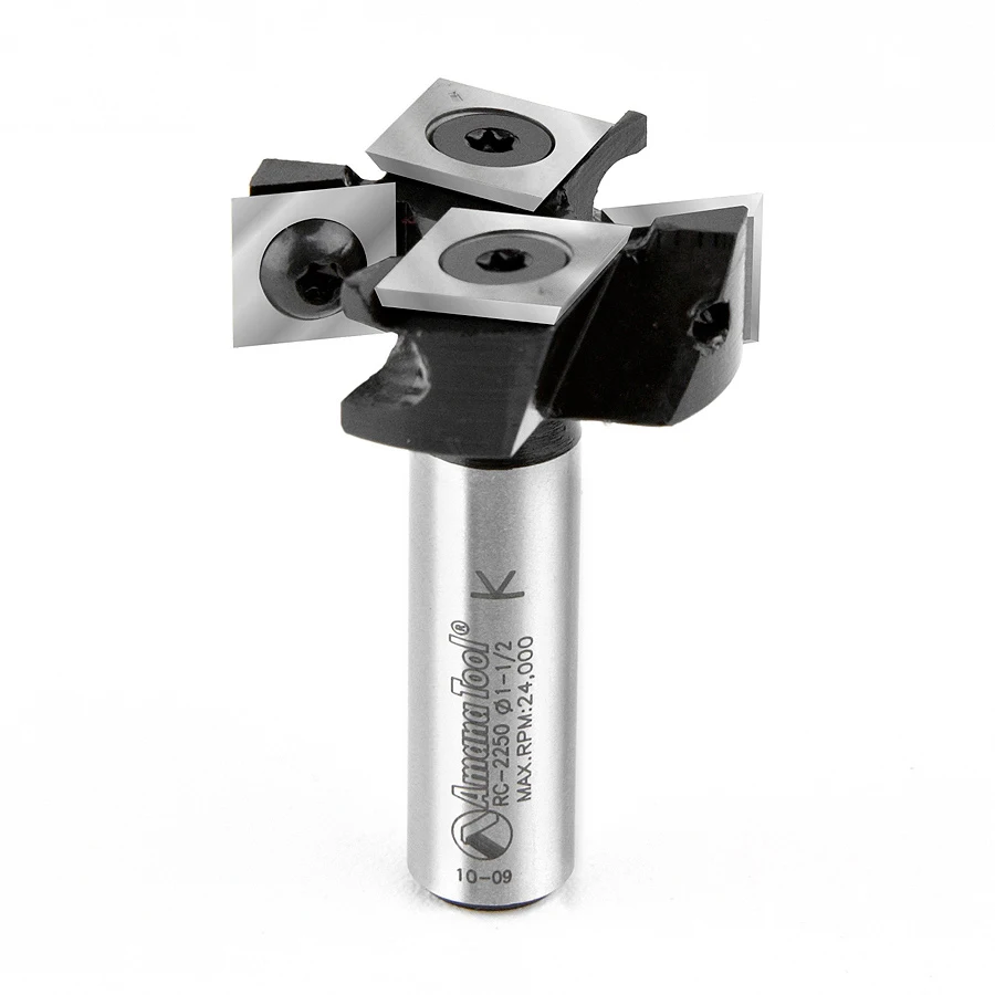 AMANA TOOL RC-2250 Insert Mini Surfacing & Rabbeting Flycutter 2+2 Flute Design 1-1/2" D 1/2 Inch Shank Router Bit -ดอกเร้าเตอร์ปรับหน้าไม้ และบังใบ กว้าง 1-1/2นิ้ว แกน 1/2นิ้ว มีใบตัดคาร์ไบด์ชนิดเปลี่ยนได้ AMANA TOOL รุ่น RC-2250