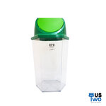 ถังขยะใสหกเหลี่ยม แบบแกว่ง 56 ลิตร ฝาสีเขียว