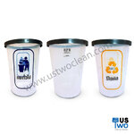 ถังขยะใสทรงกลม ขอบเทา ไม่มีฝา 45 ลิตร (PP)