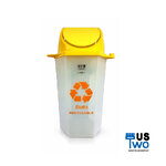 ถังขยะขาวขุ่นหกเหลี่ยม แบบแกว่ง 56 ลิตร ฝาเหลือง