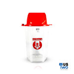 ถังขยะใสทรงหกเหลี่ยม 56 ลิตร ฝาสี แบบแกว่ง (มีตัวต่อที่ฝา พิมพ์ลาย) สีแดง