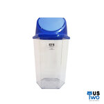 ถังขยะใสหกเหลี่ยม แบบแกว่ง 56 ลิตร ฝาสีน้ำเงิน