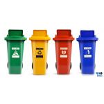 ถังขยะใหญ่ พร้อมล้อเข็น 120 ลิตร ฝา 1 ช่องทิ้ง มีสกรีน