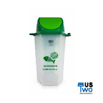 ถังขยะขาวขุ่นหกเหลี่ยม แบบแกว่ง 56 ลิตร ฝาเขียว