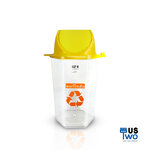 ถังขยะใสทรงหกเหลี่ยม 56 ลิตร ฝาสี แบบแกว่ง (มีตัวต่อที่ฝา พิมพ์ลาย) สีเหลือง