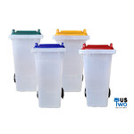 ถังขยะเทศบาล ตัวใสฝาสี 120 ลิตร ฝาเรียบ ไม่มีสกรีน