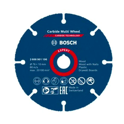 BOSCH 2608901196 Expert carbide multi wheel cutting disc - ใบตัดคาร์ไบด์สำหรับ เครื่องเจียรไฟฟ้าไร้สายใช้แบตเตอรี่ รุ่น GWS 12V-76 - 2608901196