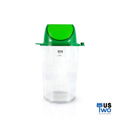 ถังขยะใสทรงหกเหลี่ยม 56 ลิตร ฝาสี แบบแกว่ง (มีตัวต่อที่ฝา พิมพ์ลาย) สีเขียว