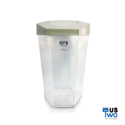 ถังขยะใสทรงหกเหลี่ยม ฝาผลักด้านบน 1 ช่องทิ้ง 56 ลิตร