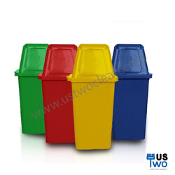 ถังขยะทรงเหลี่ยม พร้อมฝาครอบทรงสูง 60 ลิตร