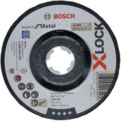 BOSCH Cranked Cutting Disc, Expert for Metal, X-Lock, 5-inch (125 mm.) 10pcs/pack - ใบเจียร X-Lock 125 มม. x 6.0มม. T27 (Expert Metal) แพคละ 10 ใบ - 2608619259
