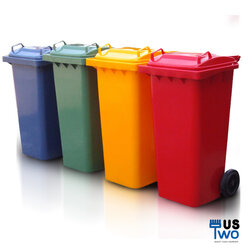 ถังขยะใหญ่พร้อมล้อเข็น 240 ลิตร ฝาเรียบ ไม่มีสกรีน