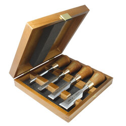 NAREX 853750 Set of 4 Butt Chisels in Wooden Box - ชุดสิ่วกระแทกด้วยมือ ด้ามสั้น 4 เล่มในกล่องไม้ (Made in Czech Republic)
