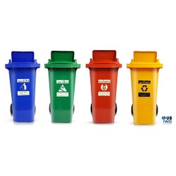 ถังขยะใหญ่ พร้อมล้อเข็น 240 ลิตร ฝา 1 ช่องทิ้ง มีสกรีน