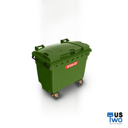 ถังขยะพร้อมล้อเข็น 660 ลิตร ฝาเรียบ