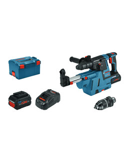 BOSCH GBH 18V-26F Rotary Hammer Drill with dust collection attachment (GDE 18V-16 FC), 2x 6.0Ah batteries and charger - สว่านโรตารีไร้สาย Li-Ion 18V + ชุดดูดฝุ่น GDE 18V-16FC (2 แบต x6Ah, แท่นชาร์จ)- 0611910004