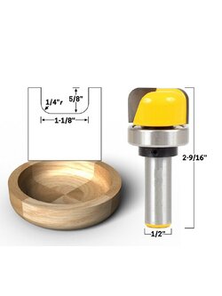 SIT Tool 14959 1-1/8" Diameter Bowl & Tray Template Router Bit - 1/2" Shank - ดอกเร้าเตอร์สำหรับขุดถ้วยชาม และถาด แกน 1/2 นิ้ว