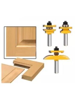 SIT Tool 12343 Round Over 3 Bit Raised Panel Cabinet Door Router Bit Set with Back-cutter Panel Raiser - 1/2" Shank - ชุดดอกเร้าเตอร์ทำกรอบประตูตู้แบบลอนโค้งมี Back-cutter ชนิด 3 ดอกชุด