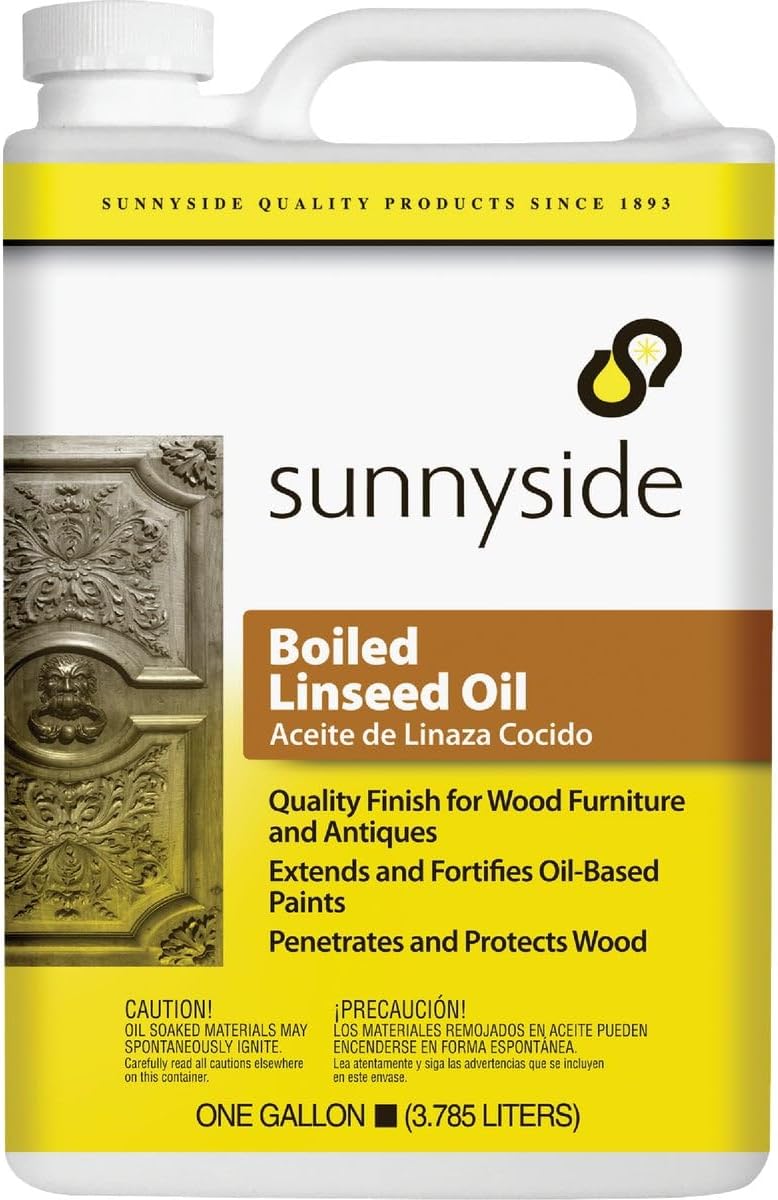 SUNNYSIDE Boiled Linseed Oil, 32oz. (947mL) and 1 Gallon (3.785 Liters) - น้ำมันลินสีดชนิดผ่านกรรมวิธีต้มด้วยลมร้อนสำหรับงานไม้ ขนาด 947 มล.และขนาด 1 แกลลอน (3.785 ลิตร) (สินค้าสั่งซื้อล่วงหน้า Pre-Order)