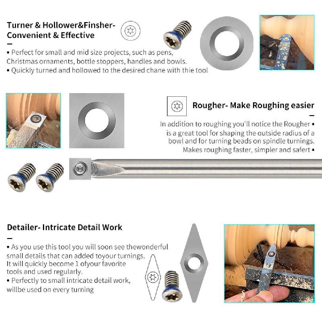 XCAN DK0383PCZH - Carbide Mini Turning Tool -3 piece set in Paper Box - มีดกลึงปลายคาร์ไบด์ขนาดเล็ก ชุด3เล่ม ในกล่องกระดาษ XCAN รุ่น DK0383PCZH (สินค้าสั่งซื้อล่วงหน้า Pre-Order)
