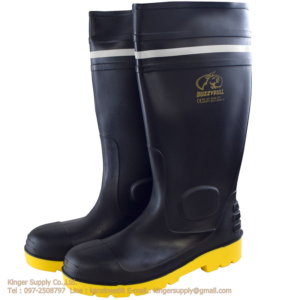 รองเท้าบูทเซฟตี้หัวเหล็ก BLACK SAFETY BOOT PVC สูง 40 cm