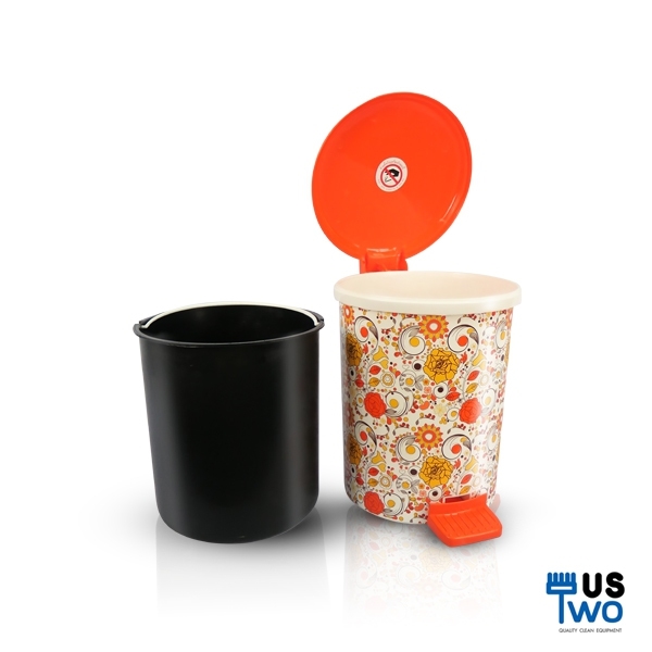 ถังขยะอนามัยแบบเหยียบ 10 ลิตร ลายดอกไม้