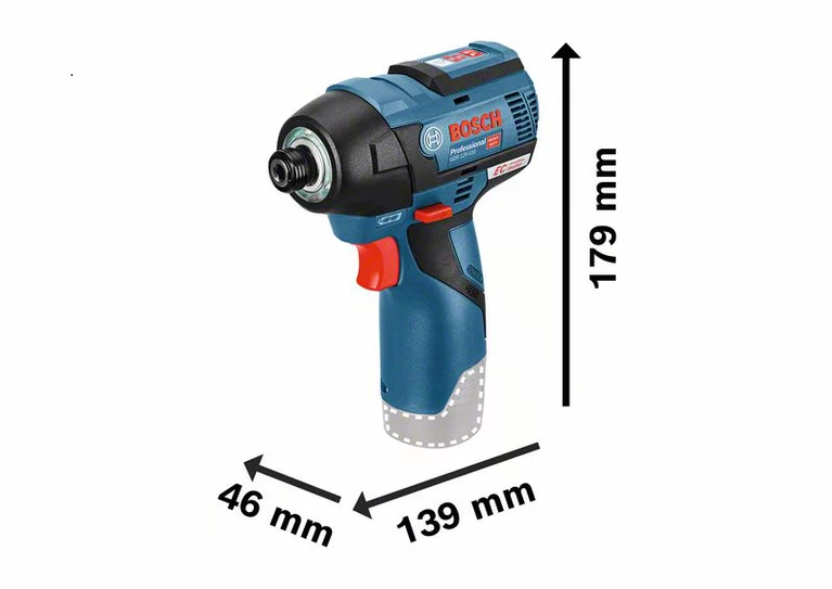 BOSCH GDR 12 V-EC Cordless Impact Driver with 2x 2.0Ah batteries and charger - สว่านไขควงกระแทกไร้สาย ไม่ใช้แปรงถ่าน Li-Ion 12V พร้อมแบตเตอรี่ 2.0Ah x2 ก้อน และแท่นชาร์จ - 06019E00K1