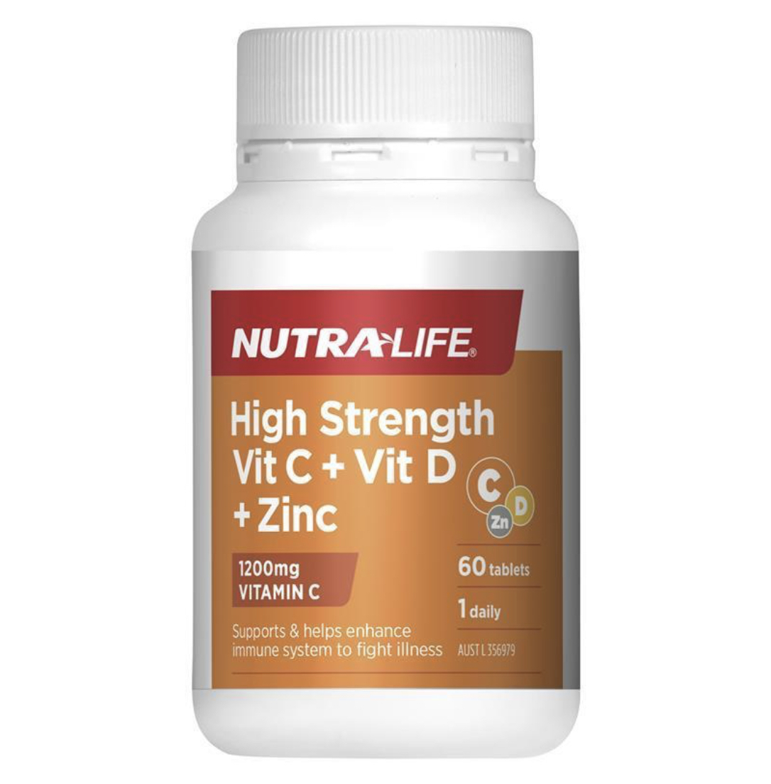 Nutra-Life High Strength Vitamin C 1200 + D + Zinc (60 แคปซูล)