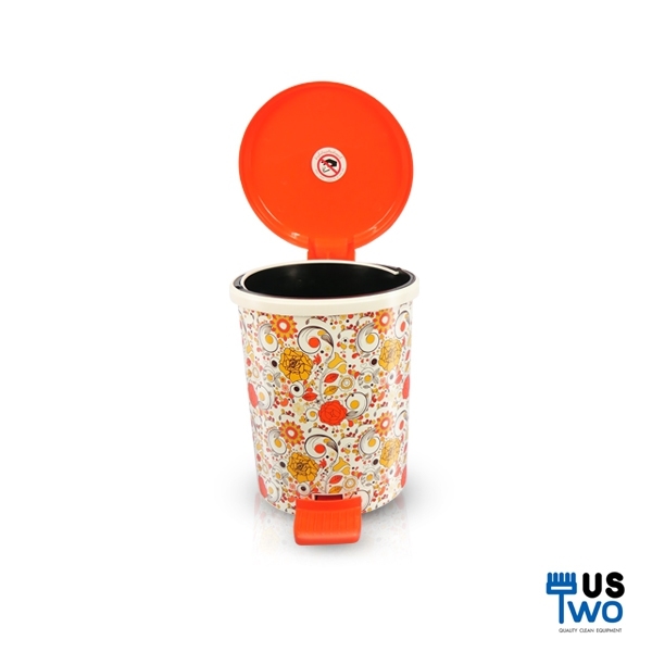 ถังขยะอนามัยแบบเหยียบ 10 ลิตร ลายดอกไม้