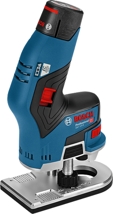BOSCH GKF 12V-8 - Cordless Brushless Trim Router Set -ชุดเครื่องเซาะร่องไร้สายแกน 1/4" พร้อมแบตเตอรี่ 3Ah x2 แท่นชาร์ทเร็ว และกล่อง L-Boxx *