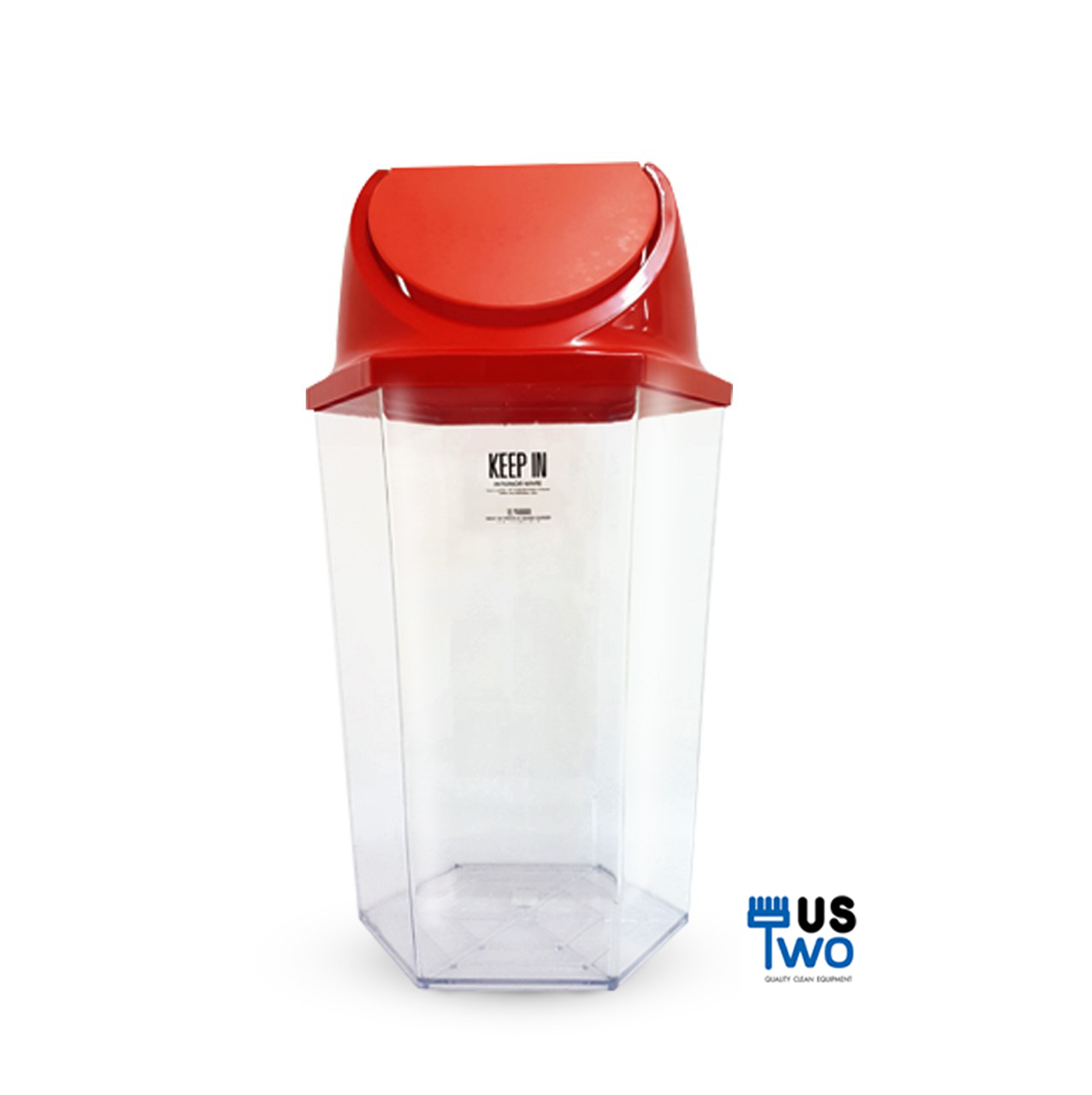 ถังขยะใสหกเหลี่ยม ฝาสี แบบแกว่ง 56 ลิตร