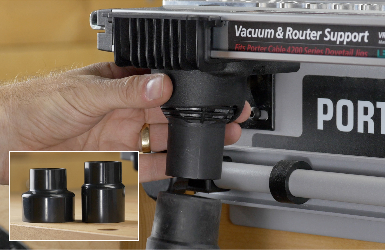 LEIGH VRS1200 Vacuum & Router Support for Porter-Cable 4200 Series (4210, 4212 และ 4216) Dovetail Jigs - ชุดดูดฝุ่นและฐานรองรับเร้าเตอร์สำหรับจิ๊กทำเดือยหางเหยี่ยว Porter Cable * (Made in Canada)
