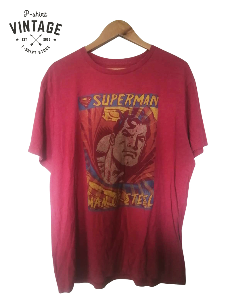 เสื้อยืดวินเทจมือสอง Vintage ลายการ์ตูนซูเปอร์แมน Superman งานป้ายผ้าเก่า สินค้าพร้อมส่ง