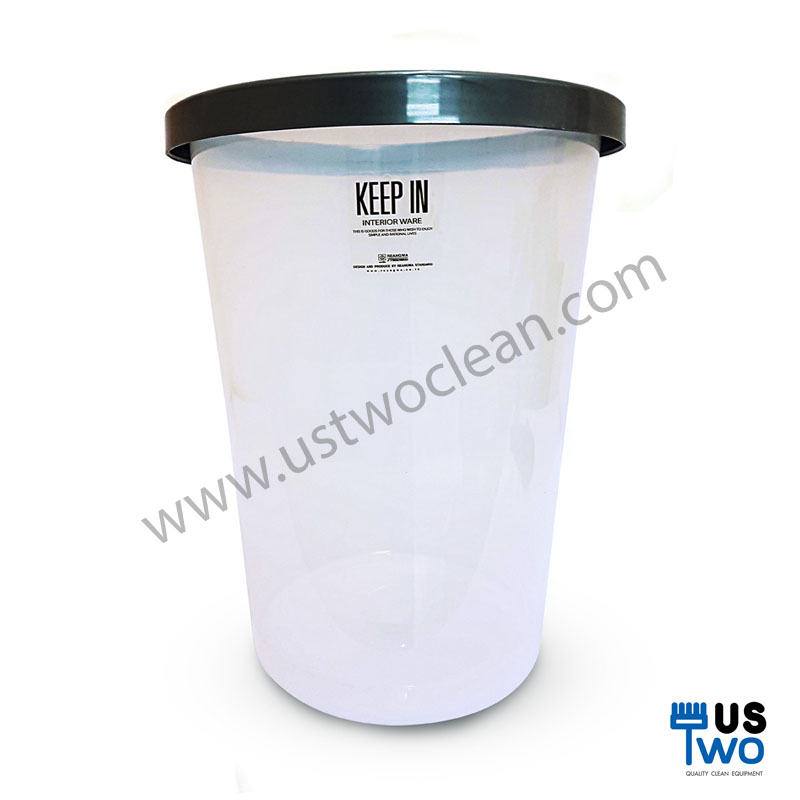 ถังขยะใสทรงกลม ขอบเทา ไม่มีฝา 45 ลิตร พิมพ์ลาย/ไม่พิมพ์ลาย