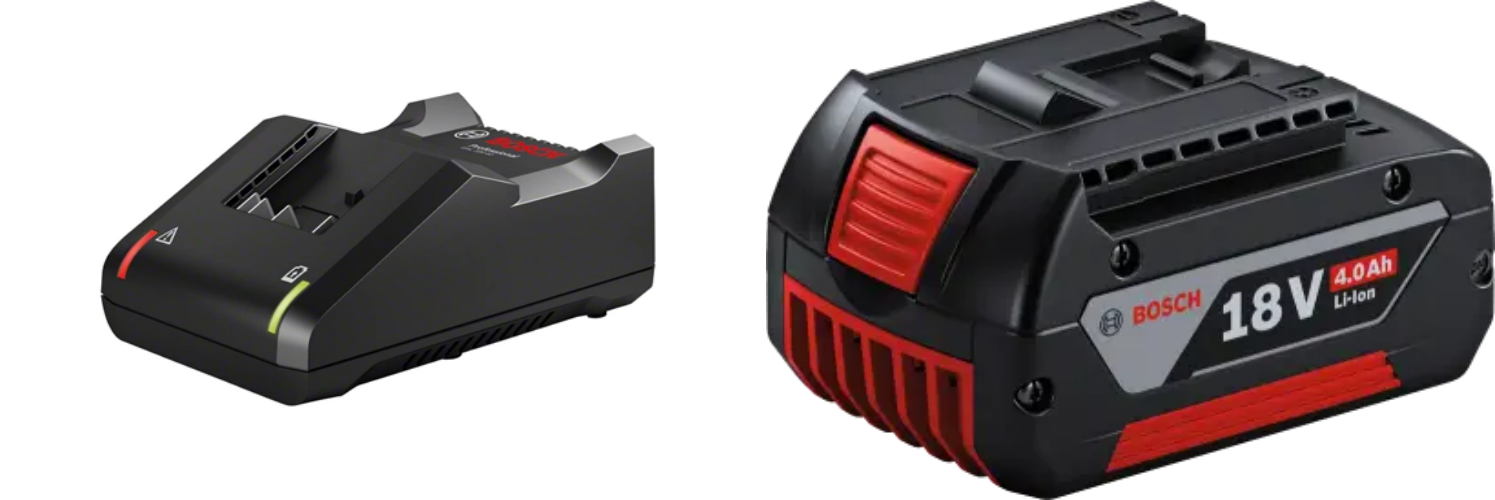 BOSCH GXX 1803 Battery Charger and Battery Starter Kit - ชุดเครื่องชาร์จแบบเร็ว 18 โวลท์ รุ่น GAL 18V-40 และ แบตเตอรี่ 18 โวล์ท 4.0Ah - 0615990M28