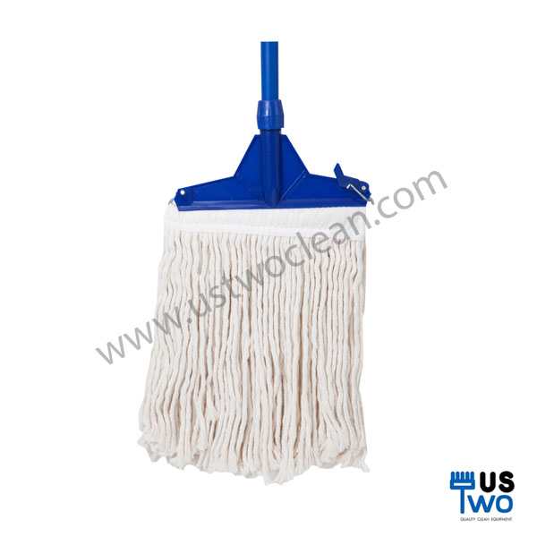ไม้ม็อบถูพื้น ด้ามเหล็กกันสนิม ขนาด 12" (หัวคลิปล็อค) สีขาว