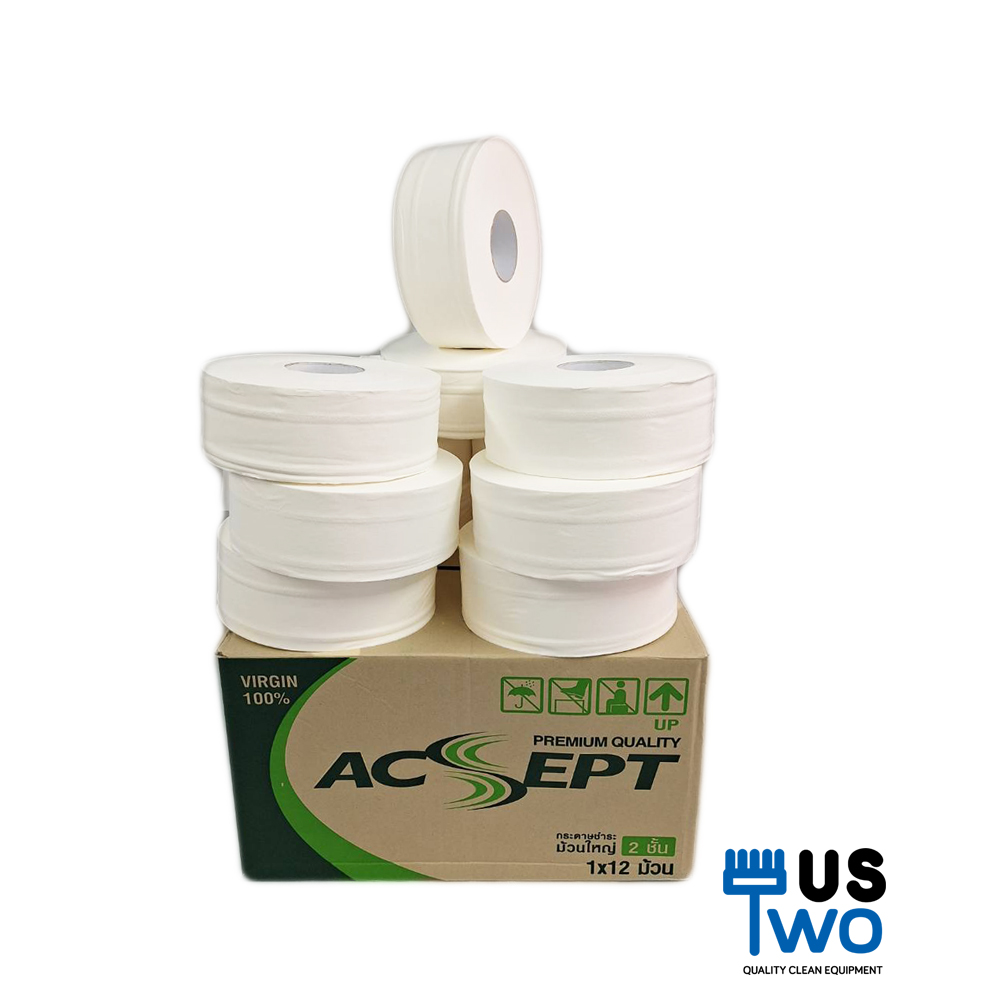 กระดาษชำระม้วนใหญ่ หนา 2 ชั้น ACSEPT
