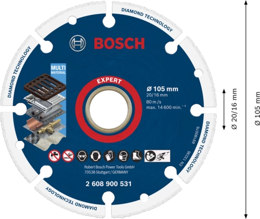 BOSCH 2608900531 Expert Diamond Metal Wheel Cutting Disc 105 X 20/16 MM - ใบเพชรตัดเหล็กขนาด 4" - 2608900531