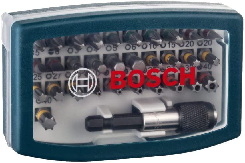 BOSCH 2607017359 Screwdriver Bit, Set with Belt, Clip 32 Pcs, 0 V, Silver - ชุดดอกไขควง พร้อมข้อต่ออเนกประสงค์ X-Line 32 ชิ้น - 2607017359
