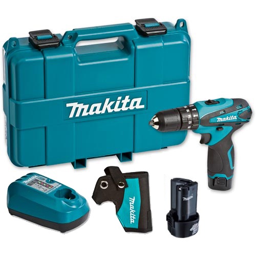 MAKITA HP330DWE – 10mm (3/8″) Cordless Hammer Driver Drill 10.8V Kit with 2x1.5Ah Batteries and Charger- ชุดสว่านไขควงกระแทกไร้สาย 10.8V มากีต้า รุ่น HP330DWE พร้อมแบตเตอรี่ 1.5Ah x 2 ก้อน และแท่นชาร์จ