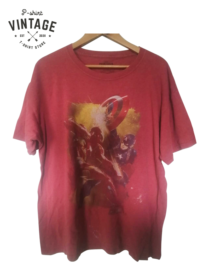 เสื้อยืดวินเทจมือสอง Vintage ลายการ์ตูนกัปตันอเมริกา ไอรอนแมน Captain America Iron Manงานป้ายผ้าเก่า สินค้าพร้อมส่ง