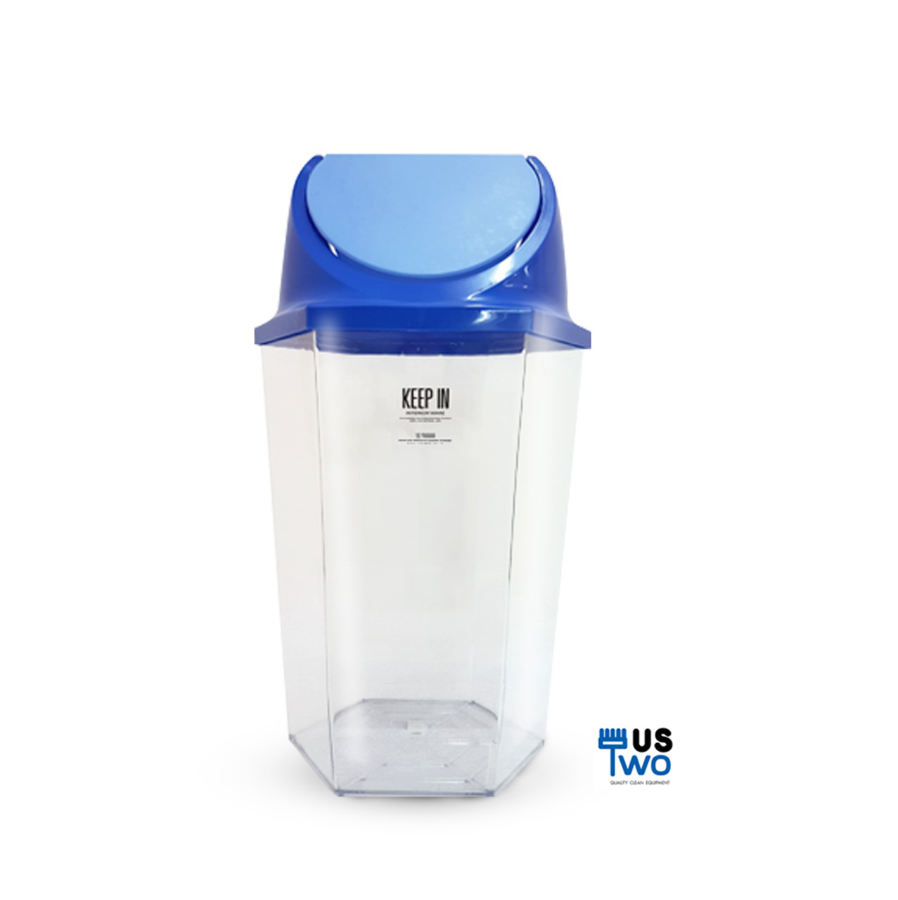 ถังขยะใสหกเหลี่ยม ฝาสี แบบแกว่ง 56 ลิตร