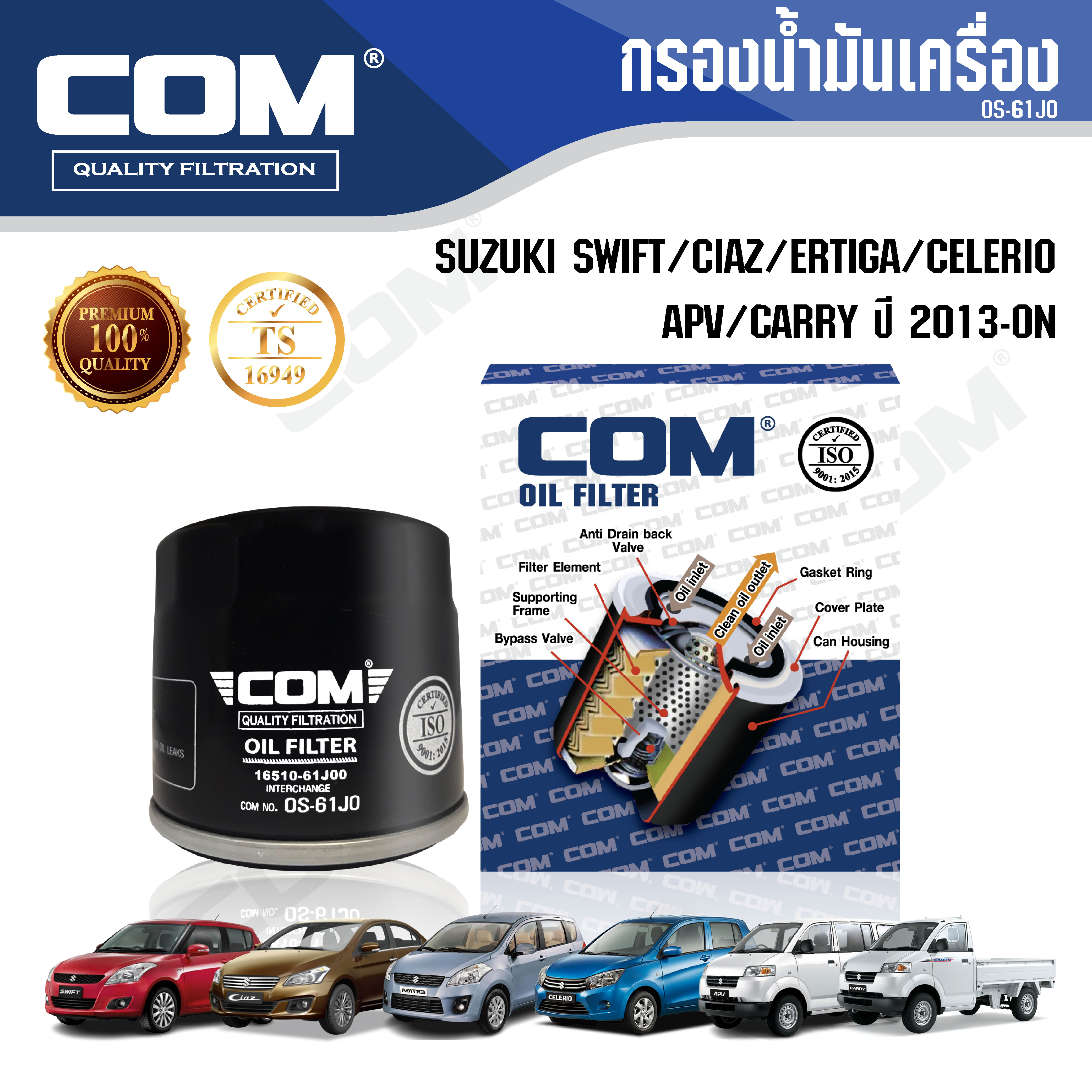 กรองน้ำมันเครื่อง SUZUKI SWIFT CIAZ CELERIO CARRY APV ERTIGA