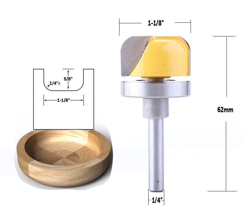 SIT Tool 14959 - 1/2", 3/4" and 1-1/8" Diameter Bowl & Tray Template Router Bit - 1/4" Shank - ดอกเร้าเตอร์สำหรับขุดถ้วยชาม และถาด ขนาด 1/2นิ้ว 3/4นิ้ว และ 1-1/8นิ้ว แกน 1/4 นิ้ว