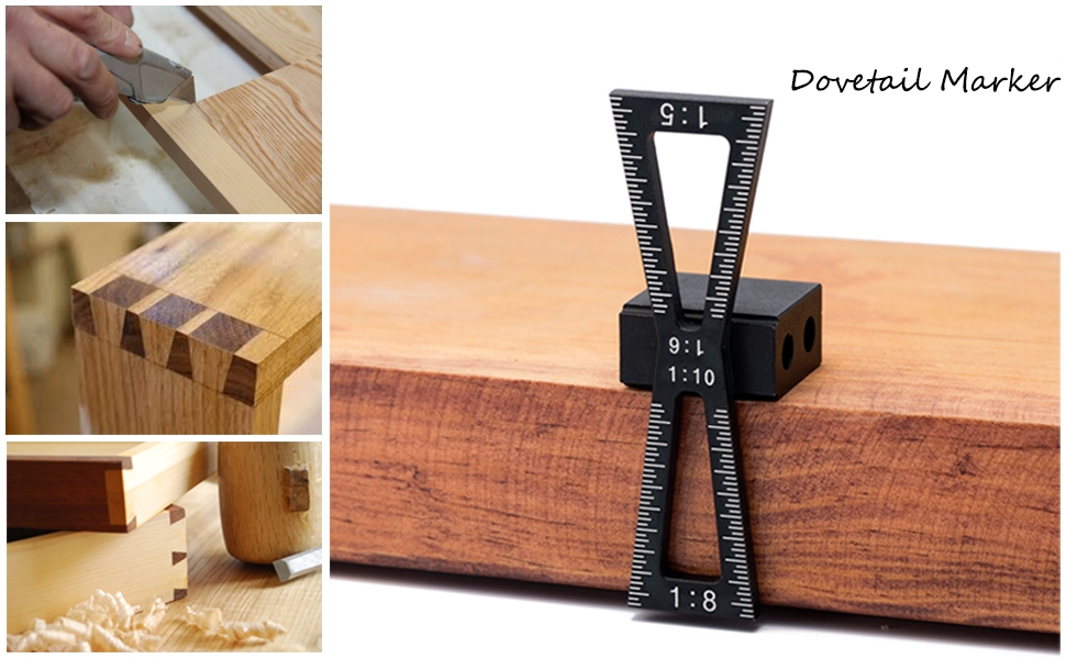 SIT TOOL 330340 Dovetail Marker Wood Joints Gauge Tool with Scale 1:5 1:6 1:8 and 1:10 - ตัวเกจช่วยขีดเส้นสำหรับตัดเดือยหางเหยี่ยวด้วยเลื่อยมือให้เที่ยงตรงในการตัด SIT TOOL รุ่น 330340