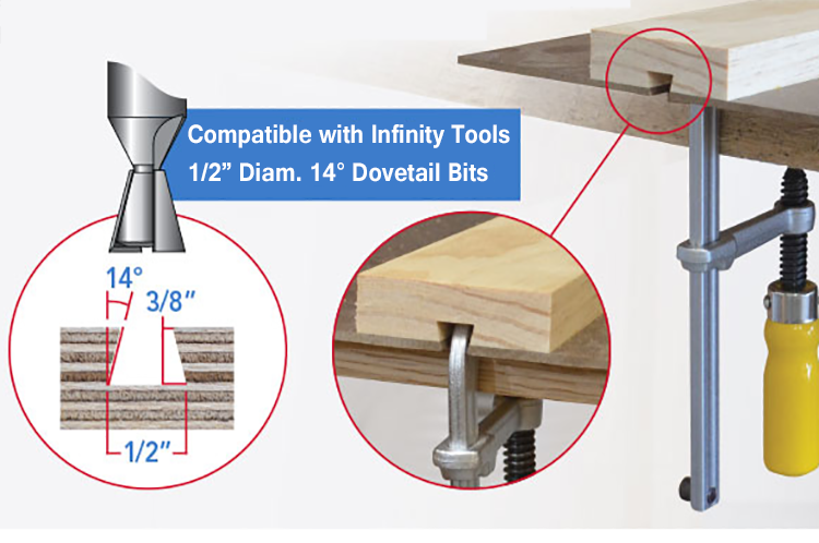 SIT Tool - 3113 Dovetail Router Bit for MicroJig Dovetail Clamp, 1/2" Shank - ดอกเร้าเตอร์ทำร่องหางเหยี่ยวสำหรับแคล้มป์หางเหยี่ยว MicroJig ก้านดอก 1/2 นิ้ว