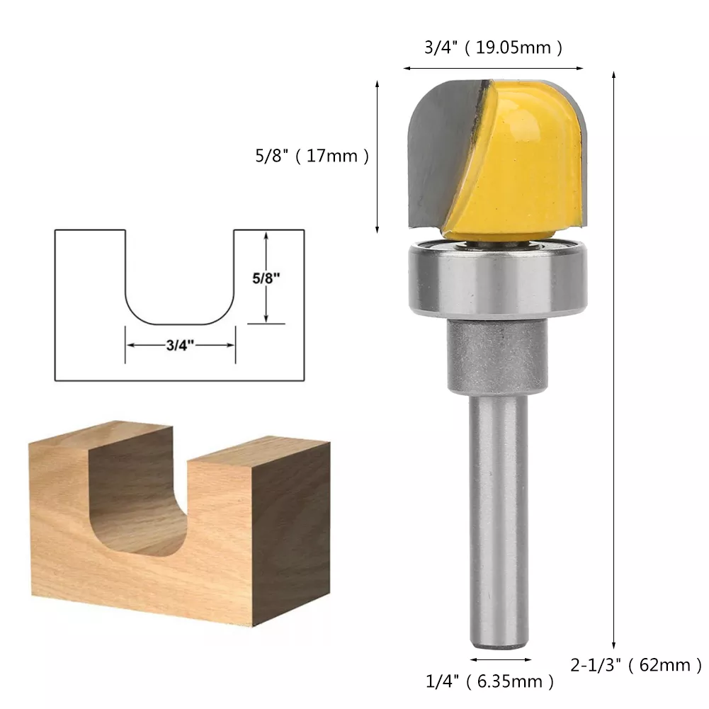 SIT Tool 14959 - 1/2", 3/4" and 1-1/8" Diameter Bowl & Tray Template Router Bit - 1/4" Shank - ดอกเร้าเตอร์สำหรับขุดถ้วยชาม และถาด ขนาด 1/2นิ้ว 3/4นิ้ว และ 1-1/8นิ้ว แกน 1/4 นิ้ว
