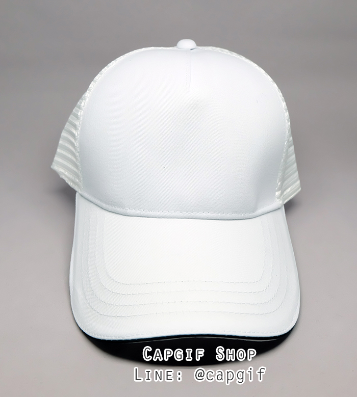 หมวกแก๊ปตาข่ายสีขาวล้วนปีกแซนวิช