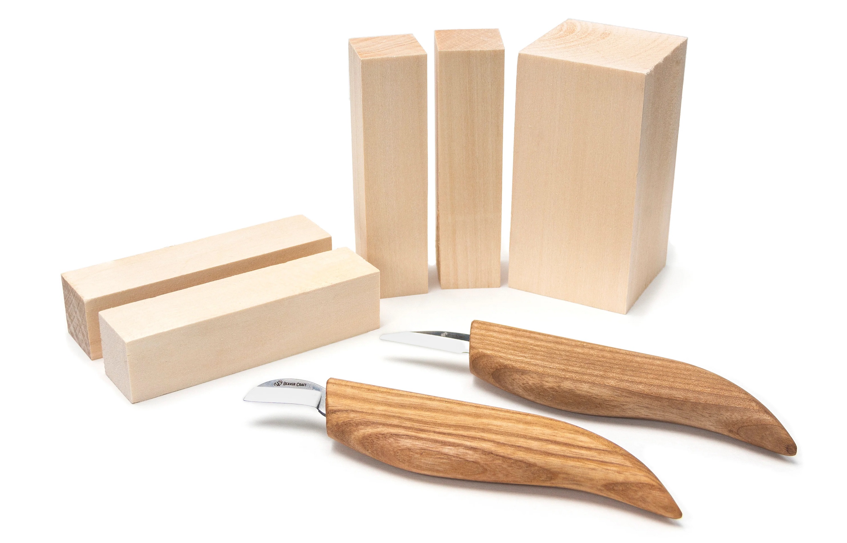 BeaverCraft S16 Whittling Wood Carving Kit ชุดมีกแกะสลักไม้รุ่นมาตรฐาน 2 เล่ม มาพร้อมไม้สำหรับทดลองแกะสลัก รุ่น S16