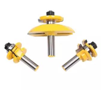 SIT Tool 12343 Round Over 3 Bit Raised Panel Cabinet Door Router Bit Set with Back-cutter Panel Raiser - 1/2" Shank - ชุดดอกเร้าเตอร์ทำกรอบประตูตู้แบบลอนโค้งมี Back-cutter ชนิด 3 ดอกชุด